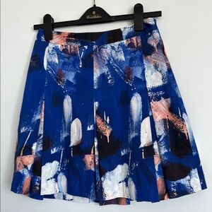 Reiss Blue and White Mini A-Line Skirt